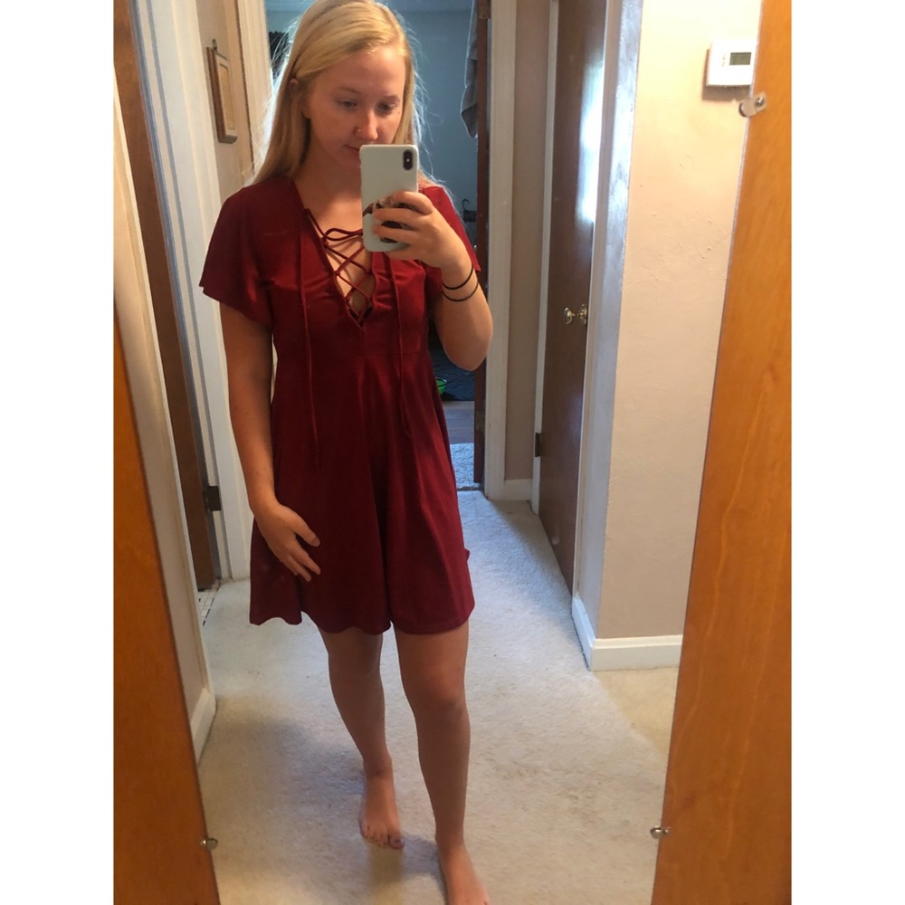 Red suede Dress NWT